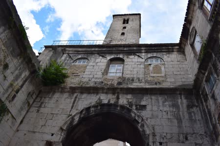 Iron Gate is an ancient entrance to the historic town of Split in Croatia, known for its impressive stone architecture and rich history.
