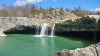 Zarecki Krov Waterfall near Pazin village is a stunning natural wonder, known for its crystal clear turquoise waters and picturesque surroundings.