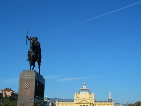 The King Tomislav Statue is a prominent landmark in Zagreb, honoring the first king of Croatia. It stands tall and regal, symbolizing the country's rich history and national pride.